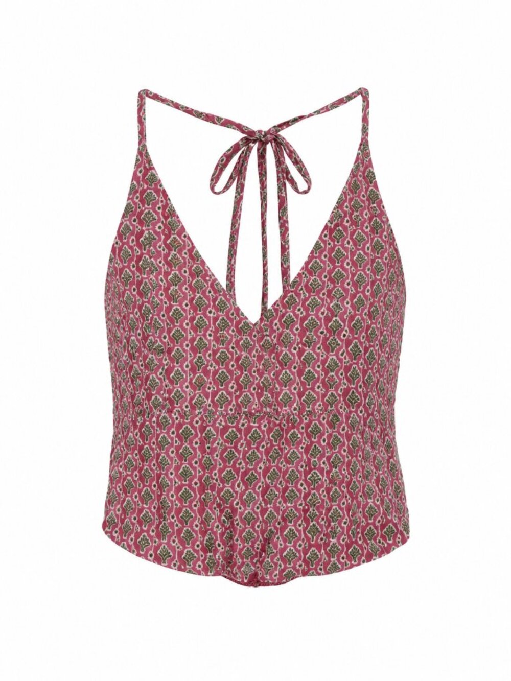 NWT Free People Pink & Green Print Halter Crop Top | Tie-Back | Size S